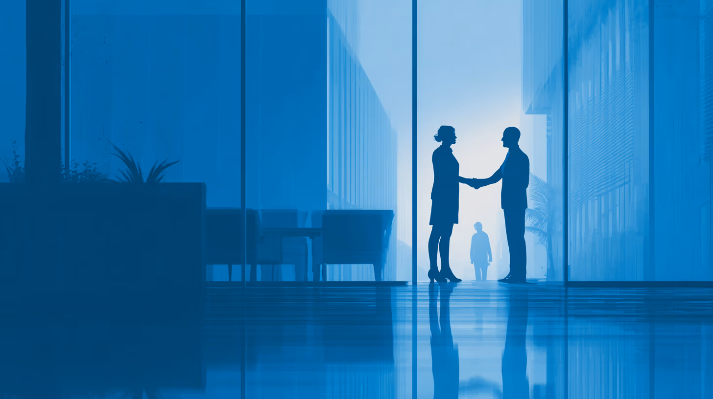 Executive shaking hands with a new strategic partner, symbolizing the switch from a traditional to a forward-looking accountant firm.