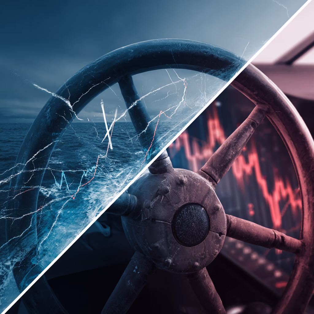 Budget vs. Forecast. A visual comparison of a static, old-fashioned financial Budget (fixed target) versus a dynamic, real-time Rolling Forecast (navigational chart).
